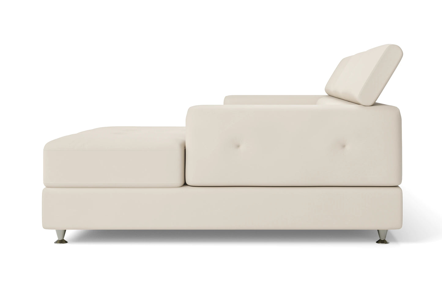 Vicenza 3 Seater Right Hand Facing Chaise Lounge Corner Sofa Cream Leather