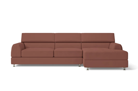 Vicenza 3 Seater Right Hand Facing Chaise Lounge Corner Sofa Mauve Leather