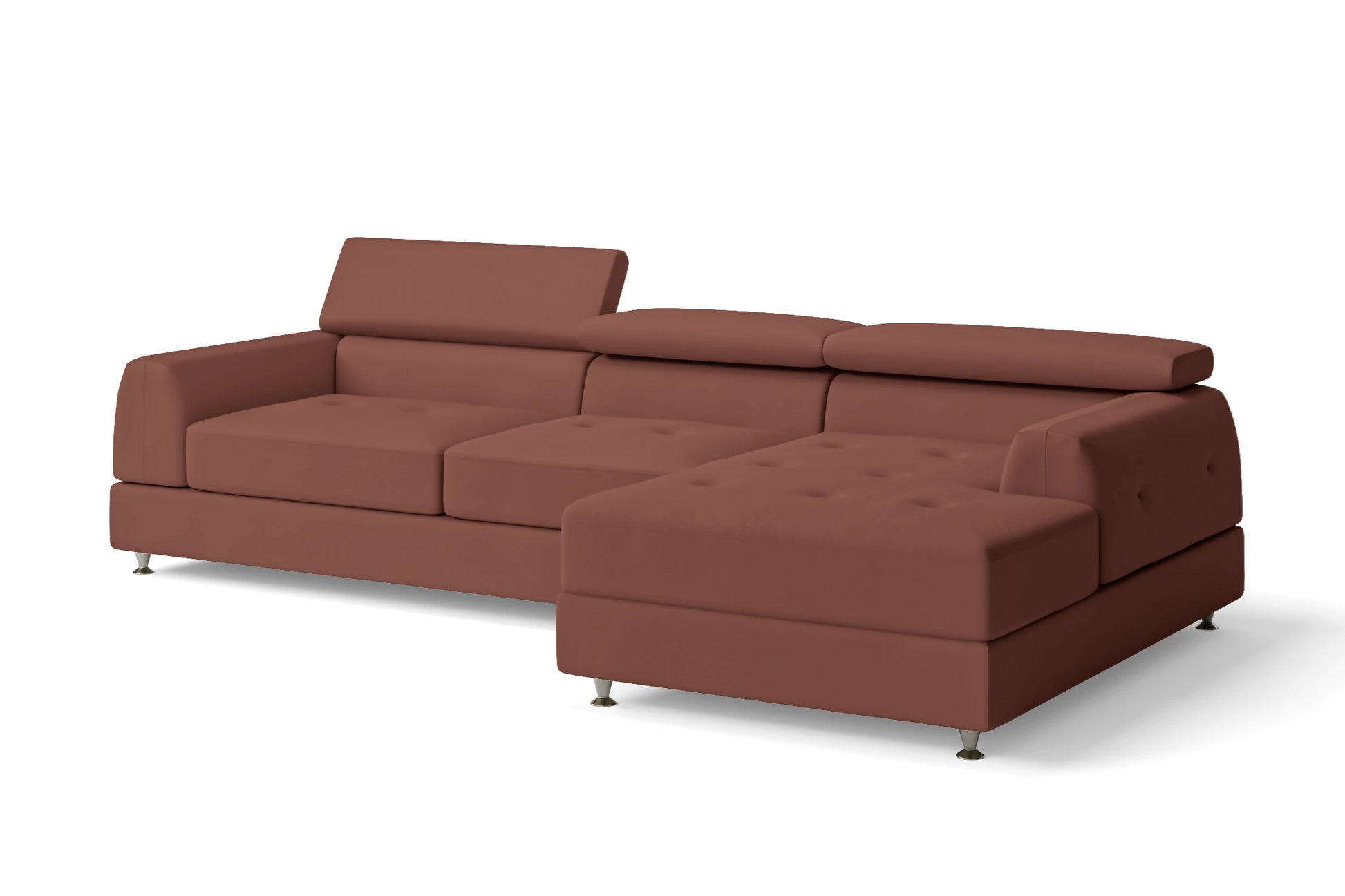 Vicenza 3 Seater Right Hand Facing Chaise Lounge Corner Sofa Mauve Leather