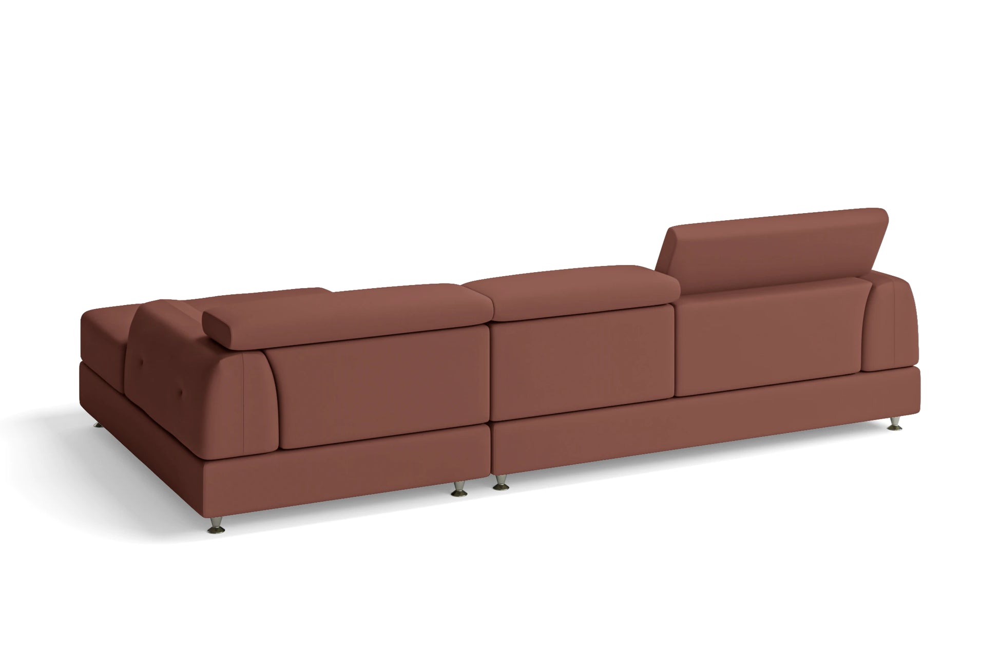 Vicenza 3 Seater Right Hand Facing Chaise Lounge Corner Sofa Mauve Leather