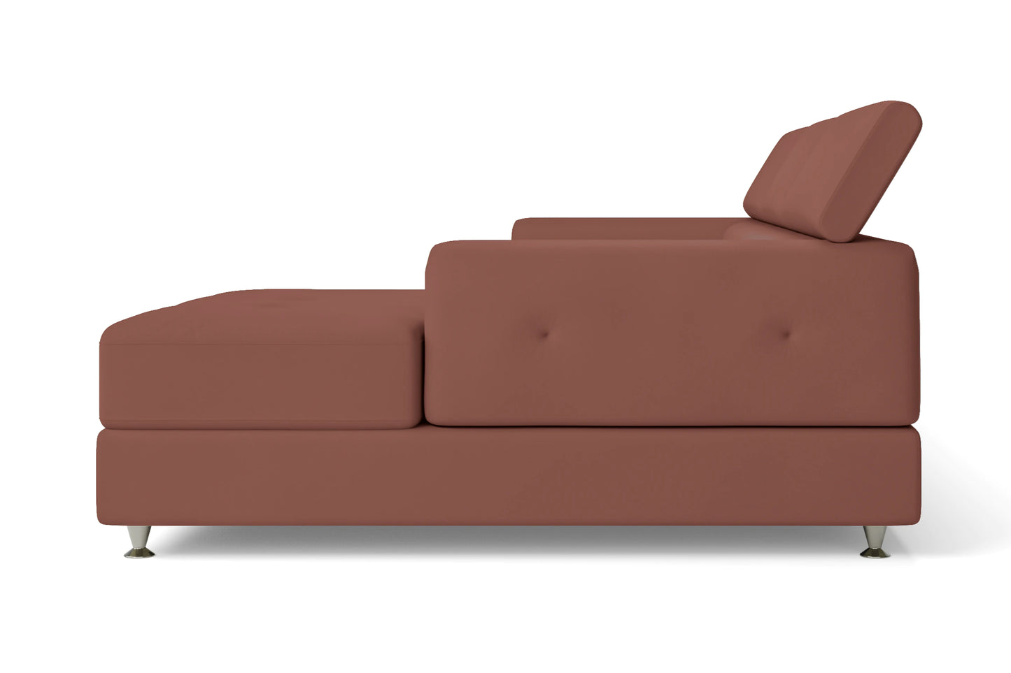 Vicenza 3 Seater Right Hand Facing Chaise Lounge Corner Sofa Mauve Leather