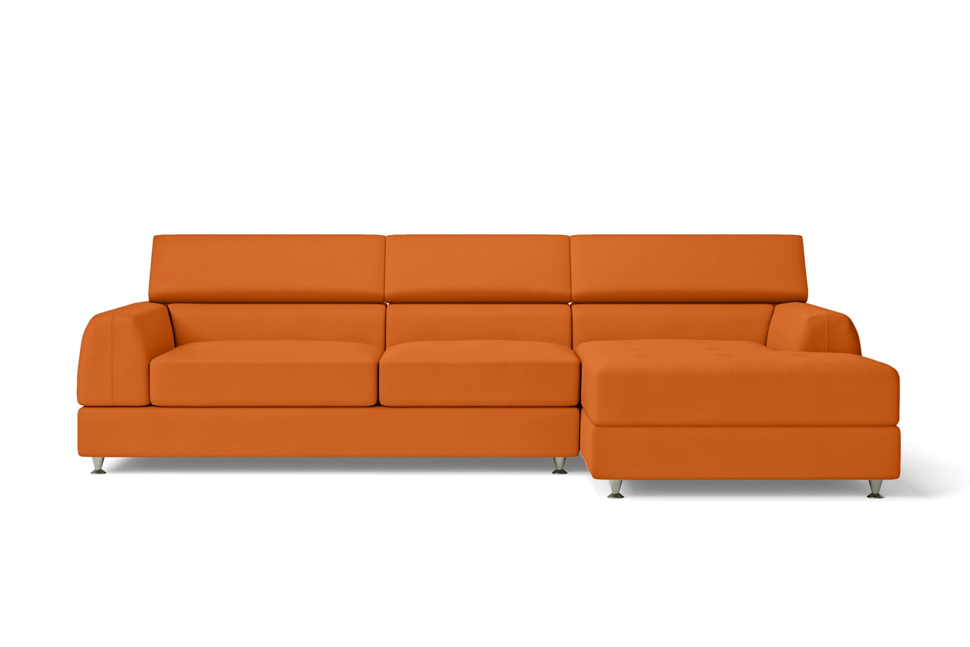 Vicenza 3 Seater Right Hand Facing Chaise Lounge Corner Sofa Orange Leather