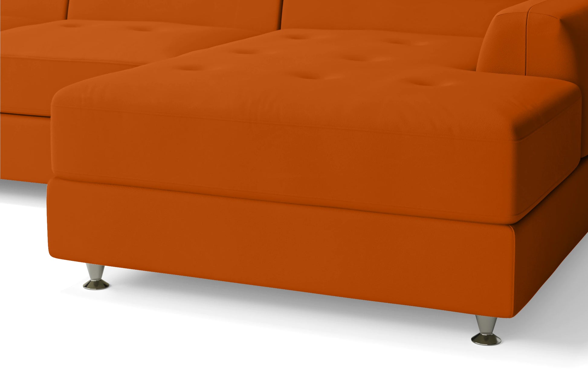 Vicenza 3 Seater Right Hand Facing Chaise Lounge Corner Sofa Orange Leather