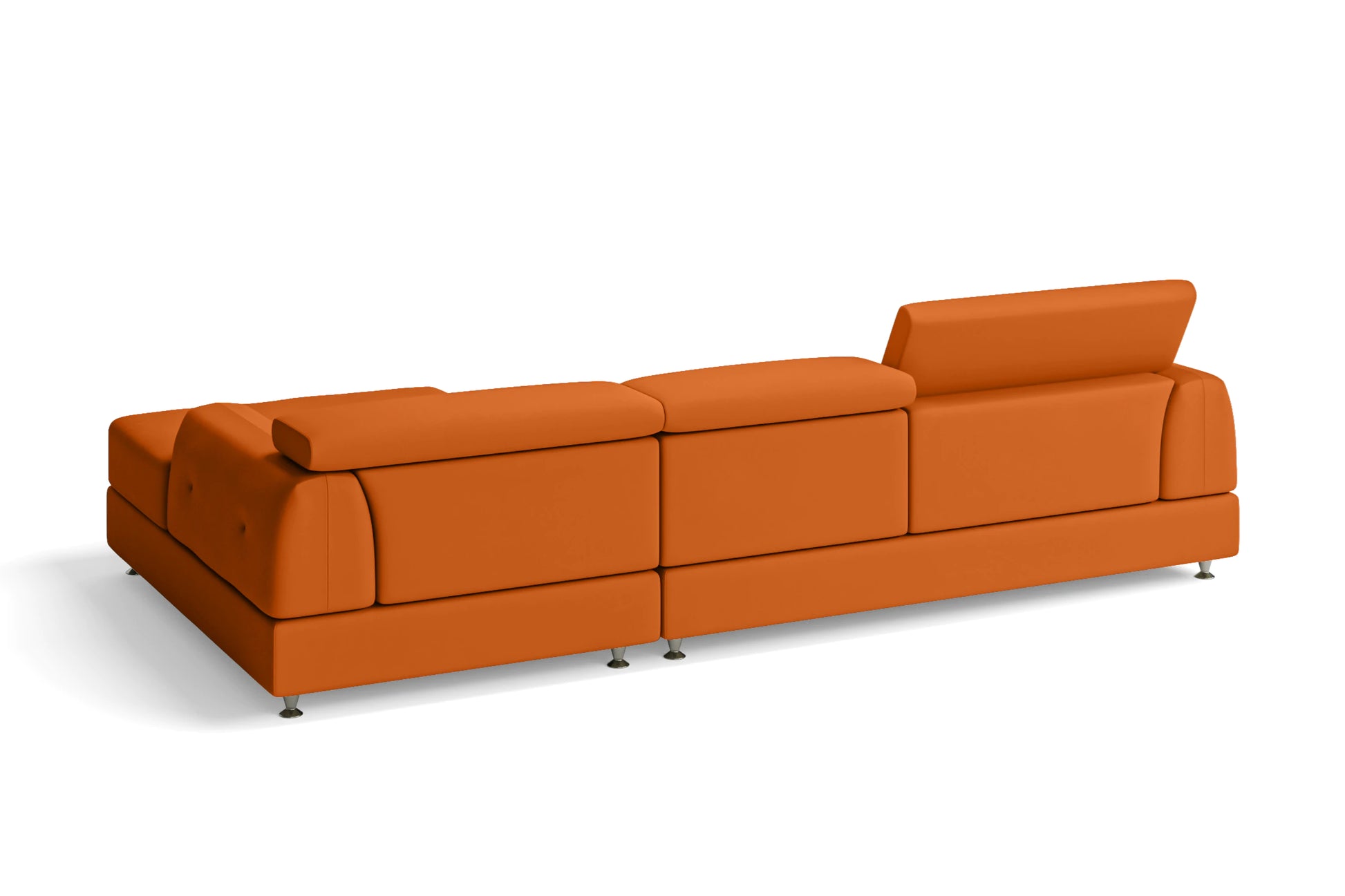 Vicenza 3 Seater Right Hand Facing Chaise Lounge Corner Sofa Orange Leather