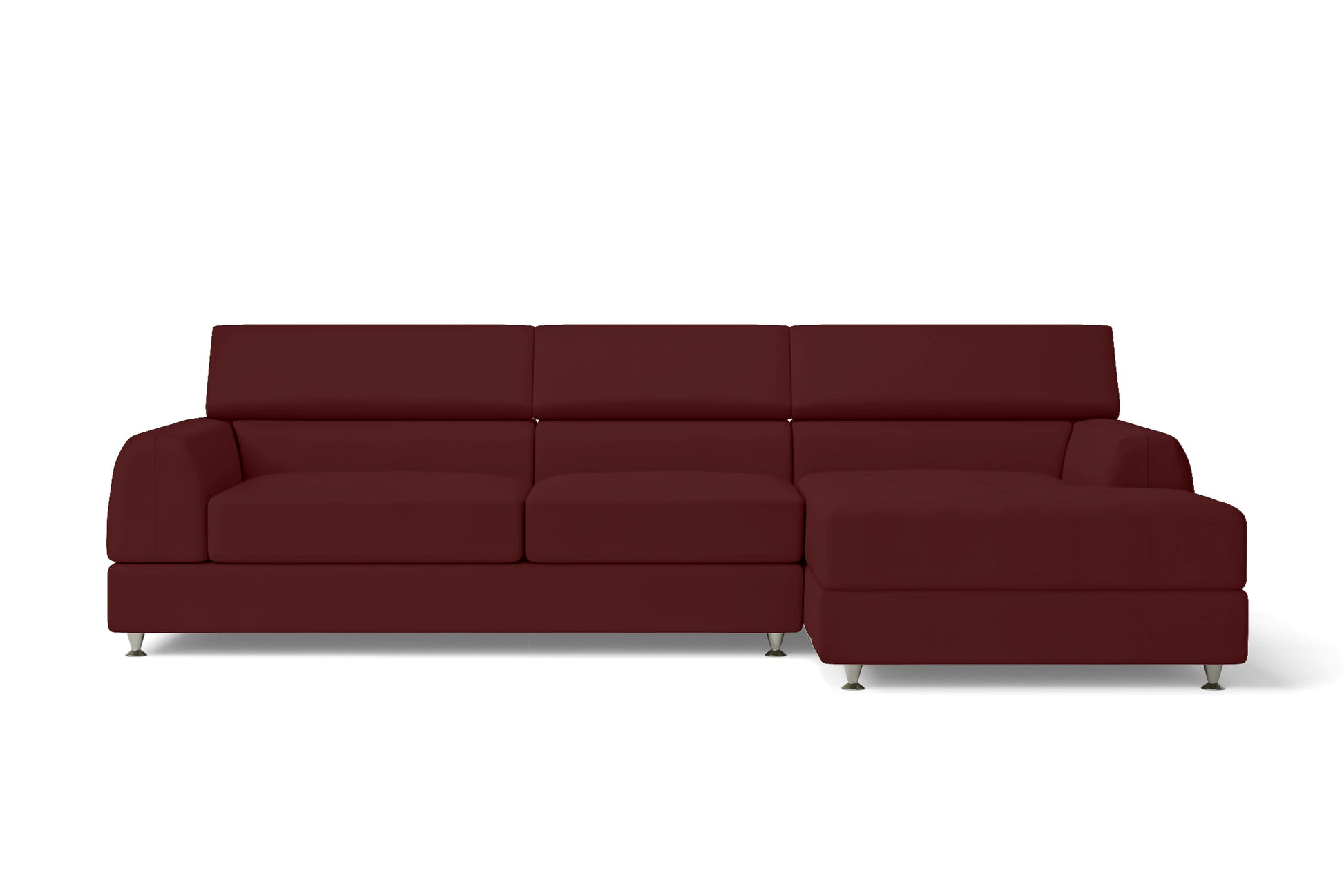 Vicenza 3 Seater Right Hand Facing Chaise Lounge Corner Sofa Red Leather