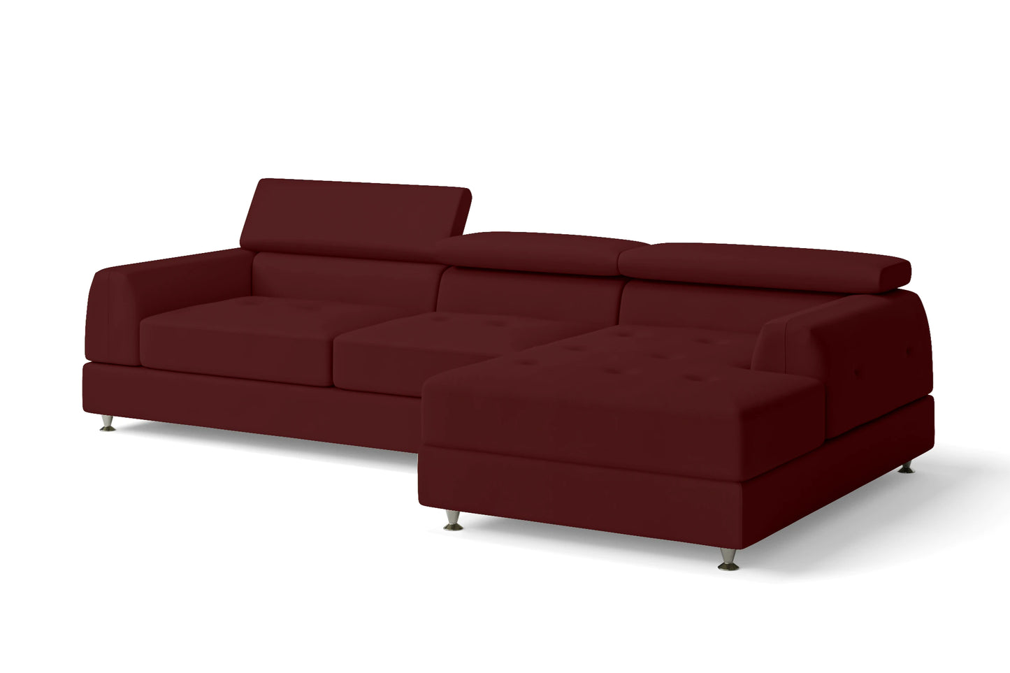 Vicenza 3 Seater Right Hand Facing Chaise Lounge Corner Sofa Red Leather