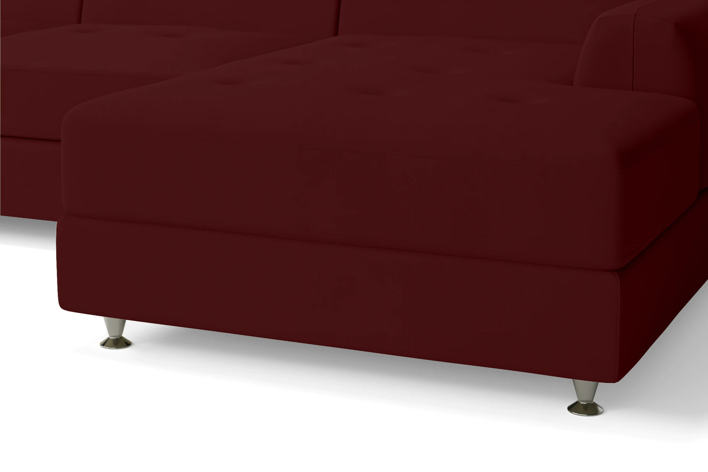 Vicenza 3 Seater Right Hand Facing Chaise Lounge Corner Sofa Red Leather