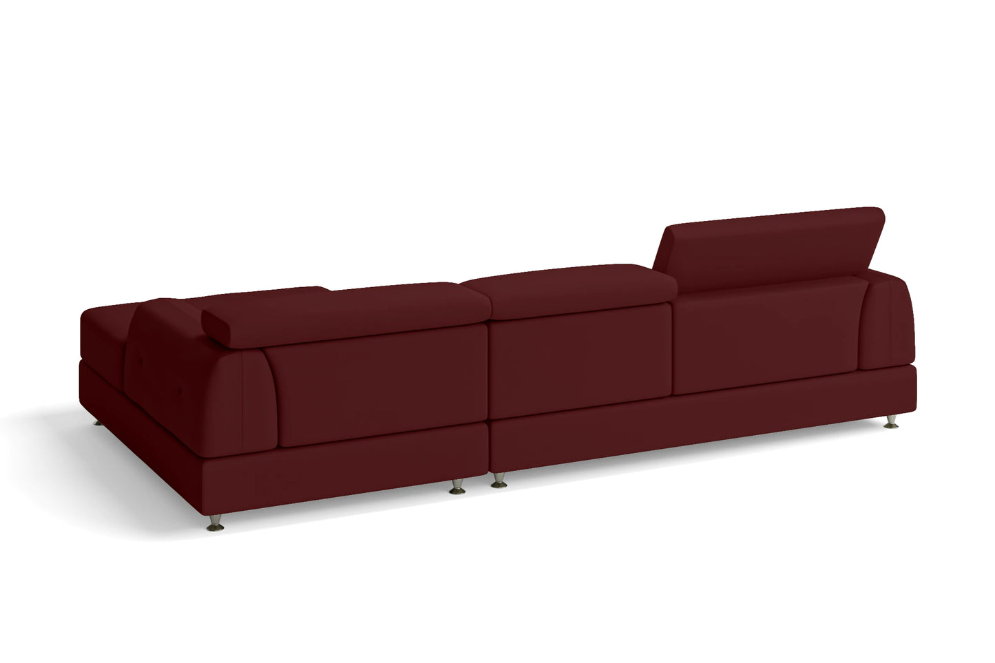 Vicenza 3 Seater Right Hand Facing Chaise Lounge Corner Sofa Red Leather