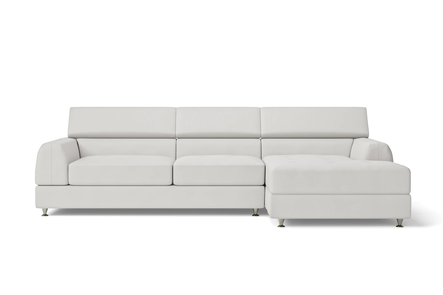 Vicenza 3 Seater Right Hand Facing Chaise Lounge Corner Sofa White Leather