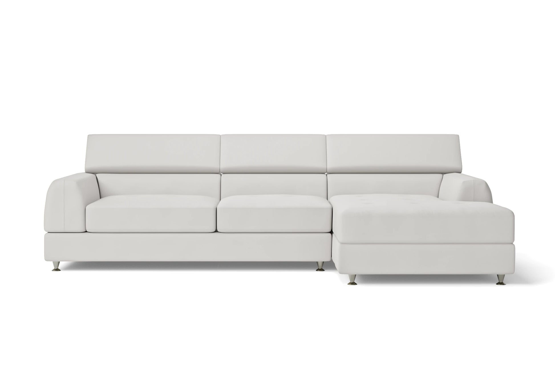 Vicenza 3 Seater Right Hand Facing Chaise Lounge Corner Sofa White Leather