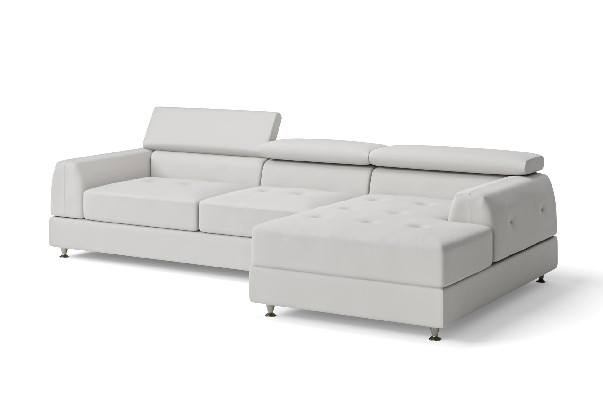 Vicenza 3 Seater Right Hand Facing Chaise Lounge Corner Sofa White Leather