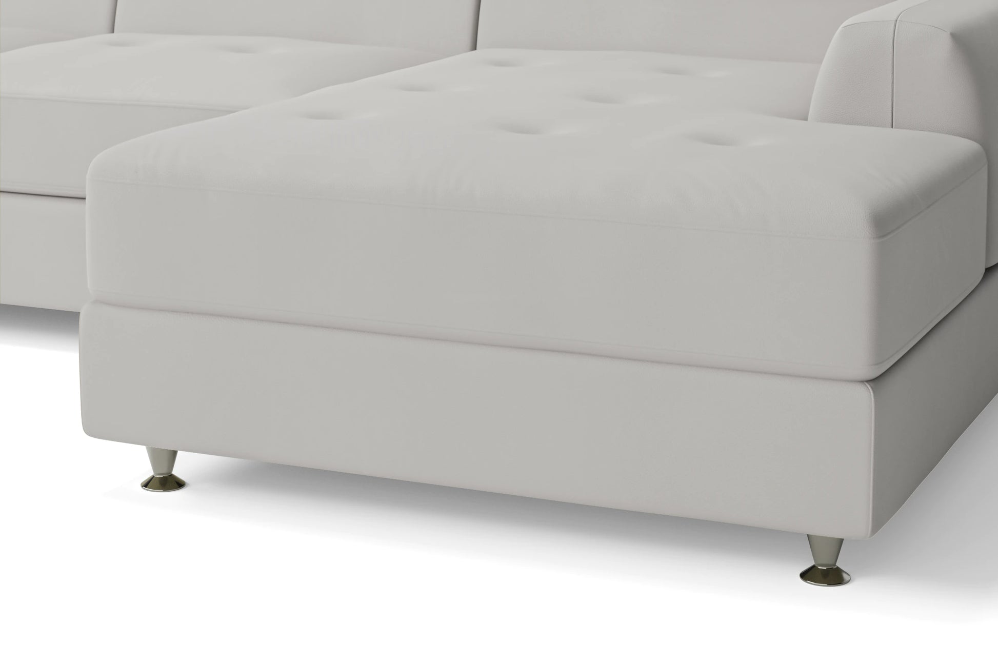 Vicenza 3 Seater Right Hand Facing Chaise Lounge Corner Sofa White Leather