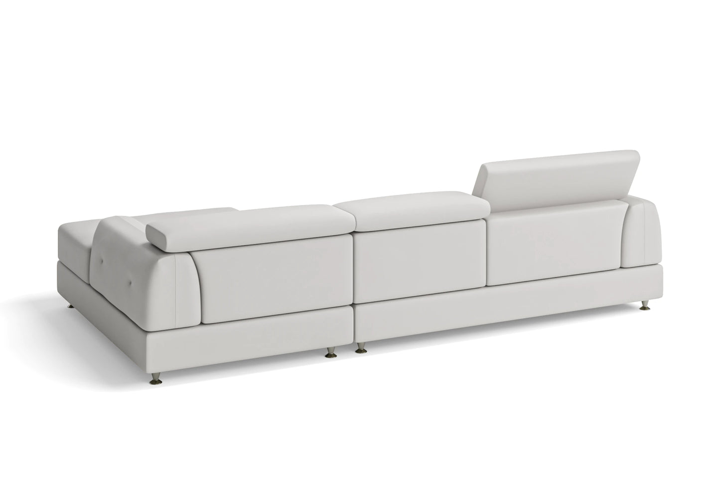 Vicenza 3 Seater Right Hand Facing Chaise Lounge Corner Sofa White Leather