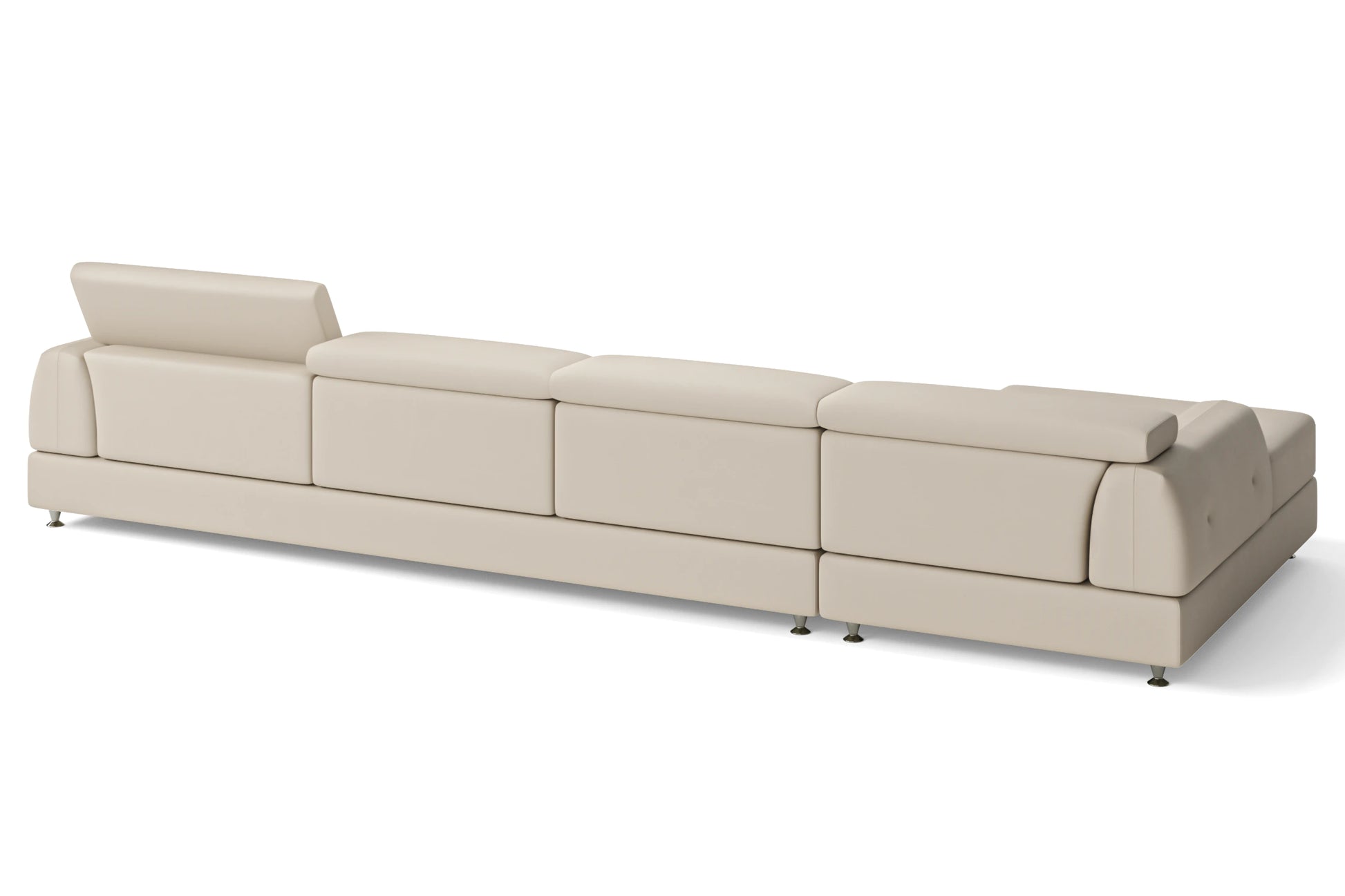 Vicenza 4 Seater Left Hand Facing Chaise Lounge Corner Sofa Cream Leather