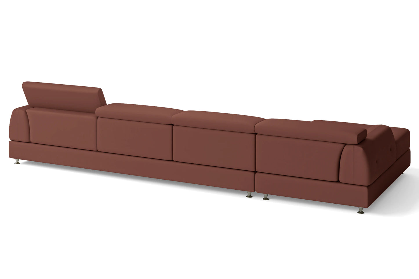 Vicenza 4 Seater Left Hand Facing Chaise Lounge Corner Sofa Mauve Leather