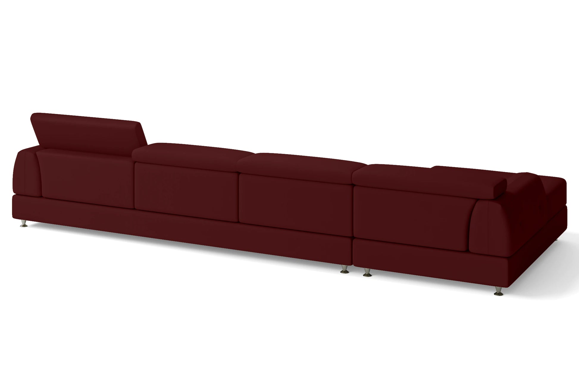 Vicenza 4 Seater Left Hand Facing Chaise Lounge Corner Sofa Red Leather