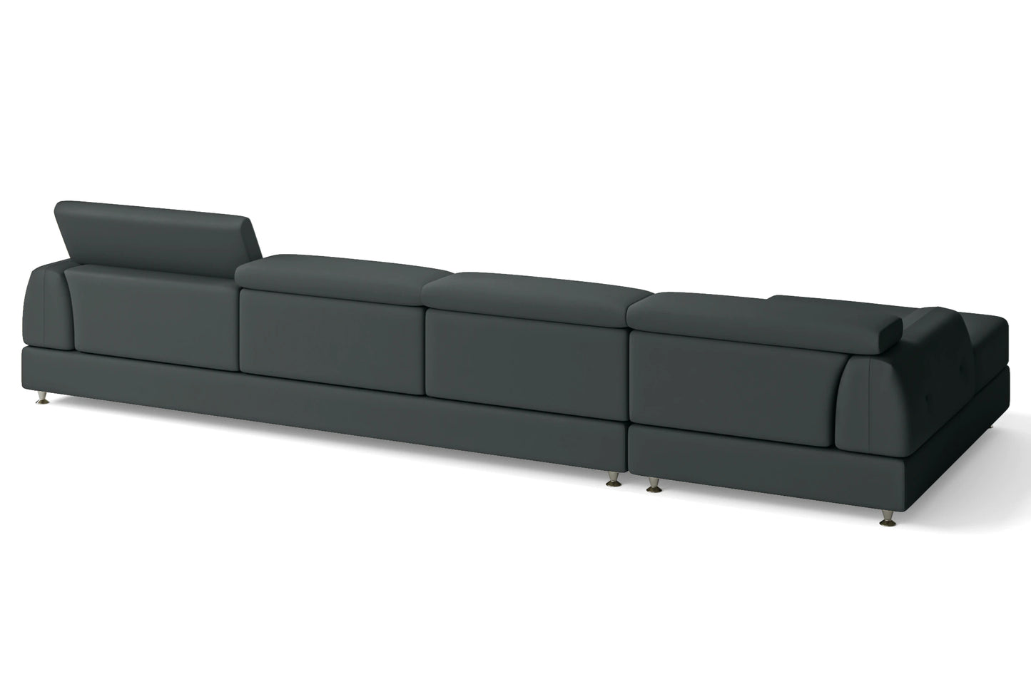 Vicenza 4 Seater Left Hand Facing Chaise Lounge Corner Sofa Slate Leather