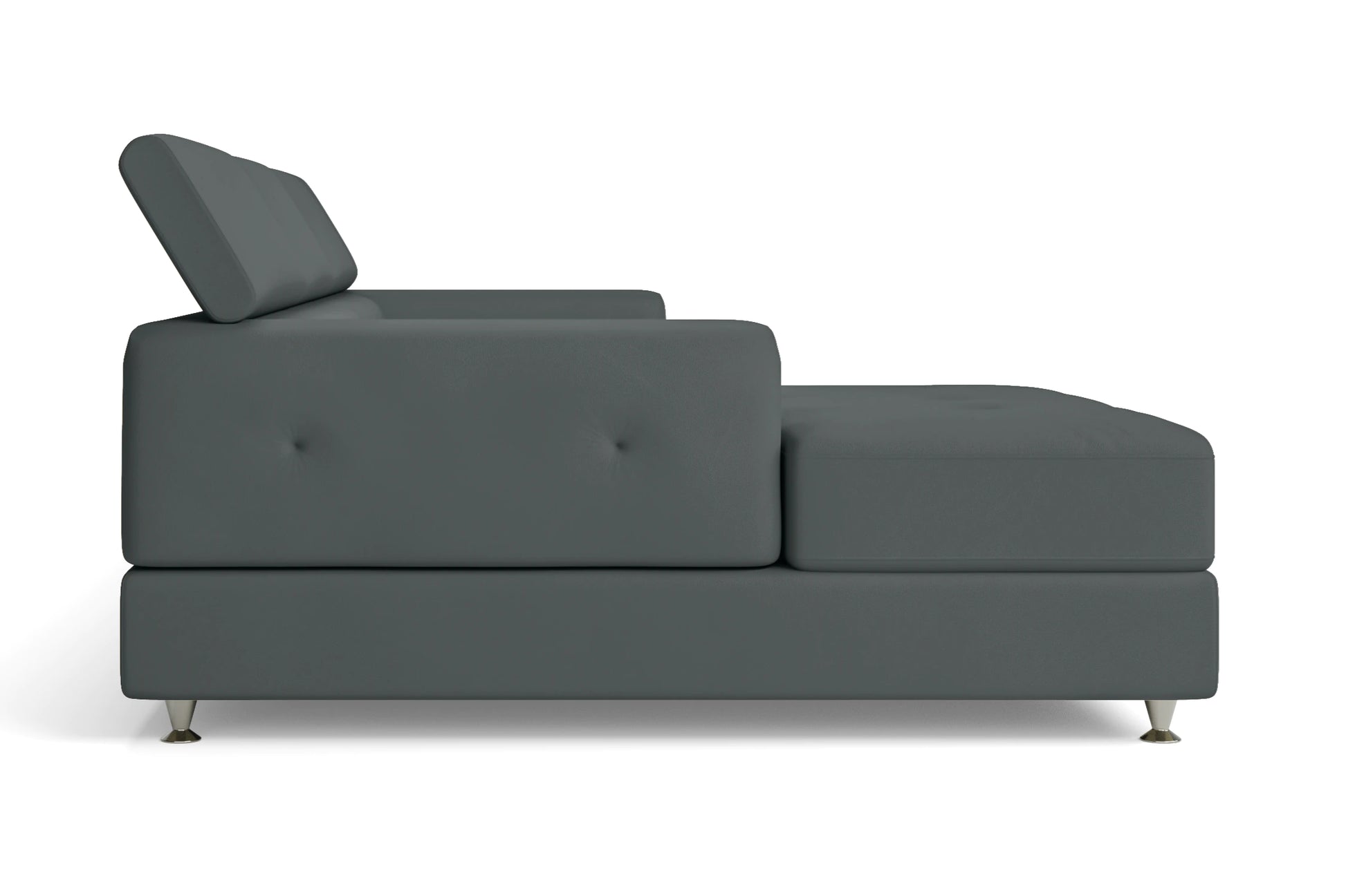 Vicenza 4 Seater Left Hand Facing Chaise Lounge Corner Sofa Slate Leather