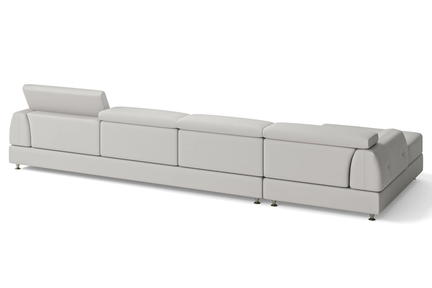 Vicenza 4 Seater Left Hand Facing Chaise Lounge Corner Sofa White Leather