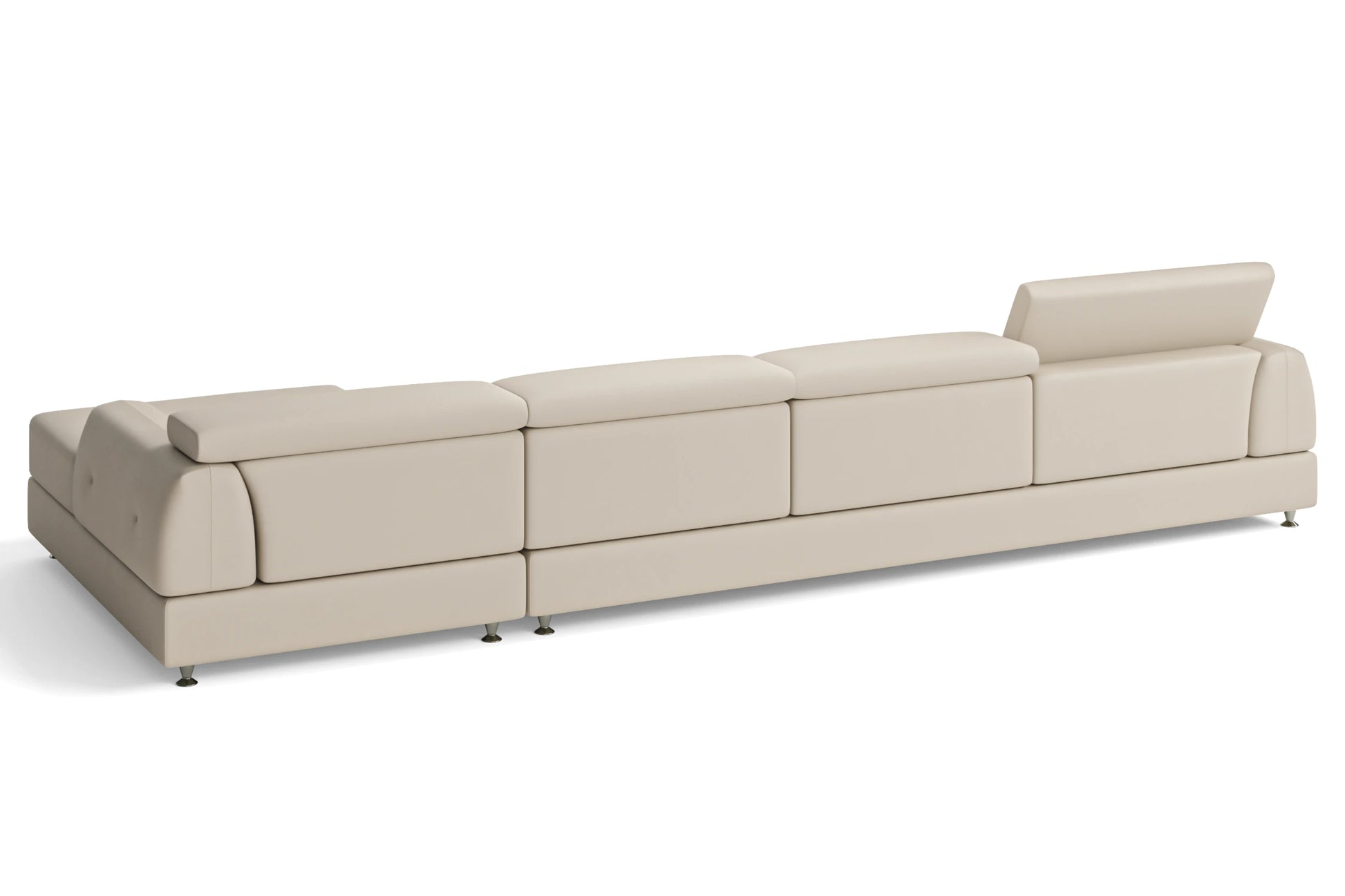 Vicenza 4 Seater Right Hand Facing Chaise Lounge Corner Sofa Cream Leather