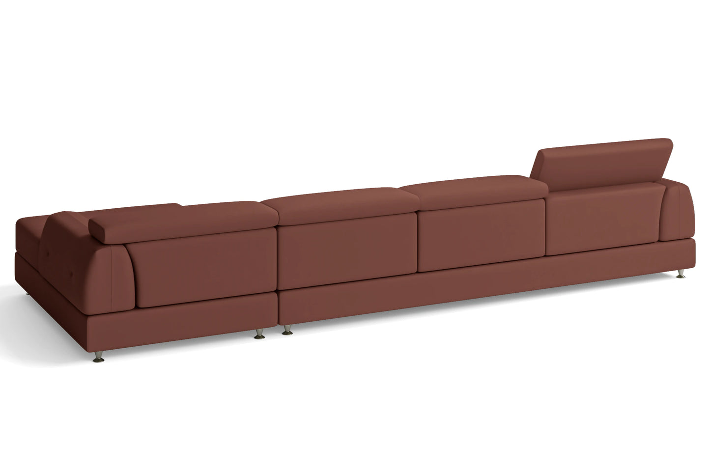 Vicenza 4 Seater Right Hand Facing Chaise Lounge Corner Sofa Mauve Leather