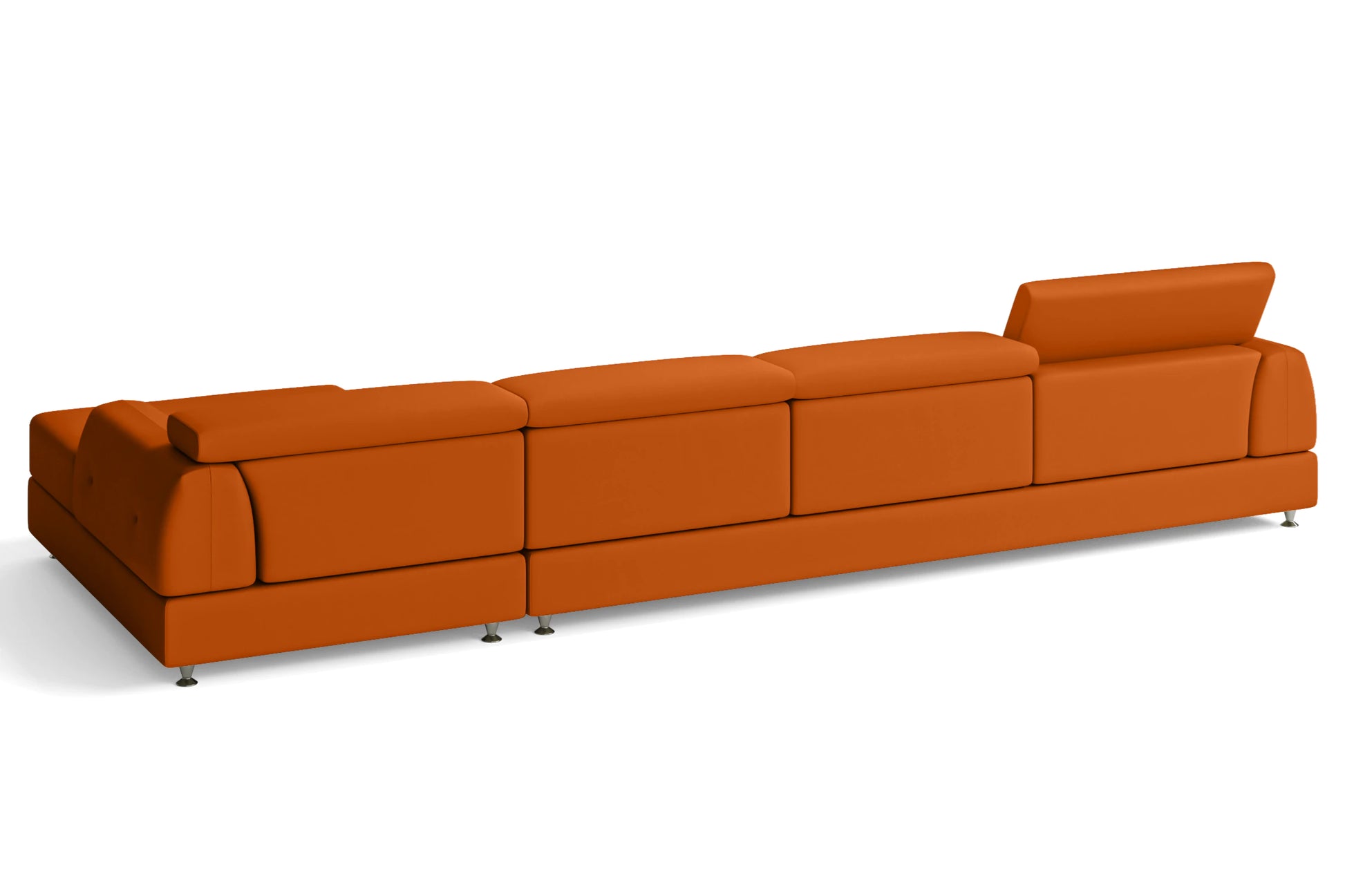 Vicenza 4 Seater Right Hand Facing Chaise Lounge Corner Sofa Orange Leather