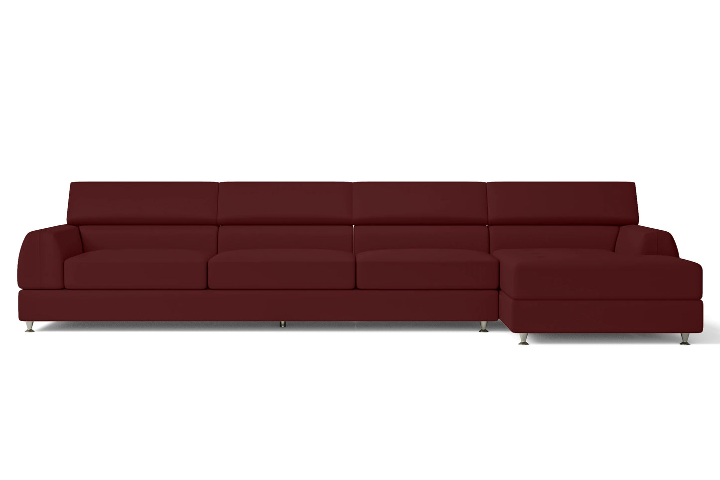 Vicenza 4 Seater Right Hand Facing Chaise Lounge Corner Sofa Red Leather