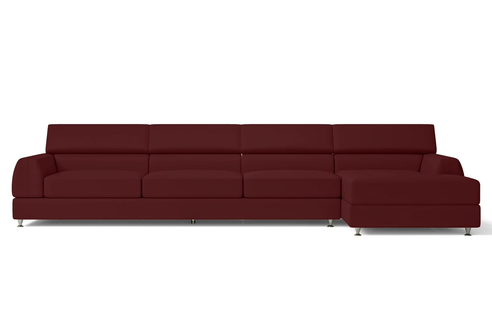 Vicenza 4 Seater Right Hand Facing Chaise Lounge Corner Sofa Red Leather