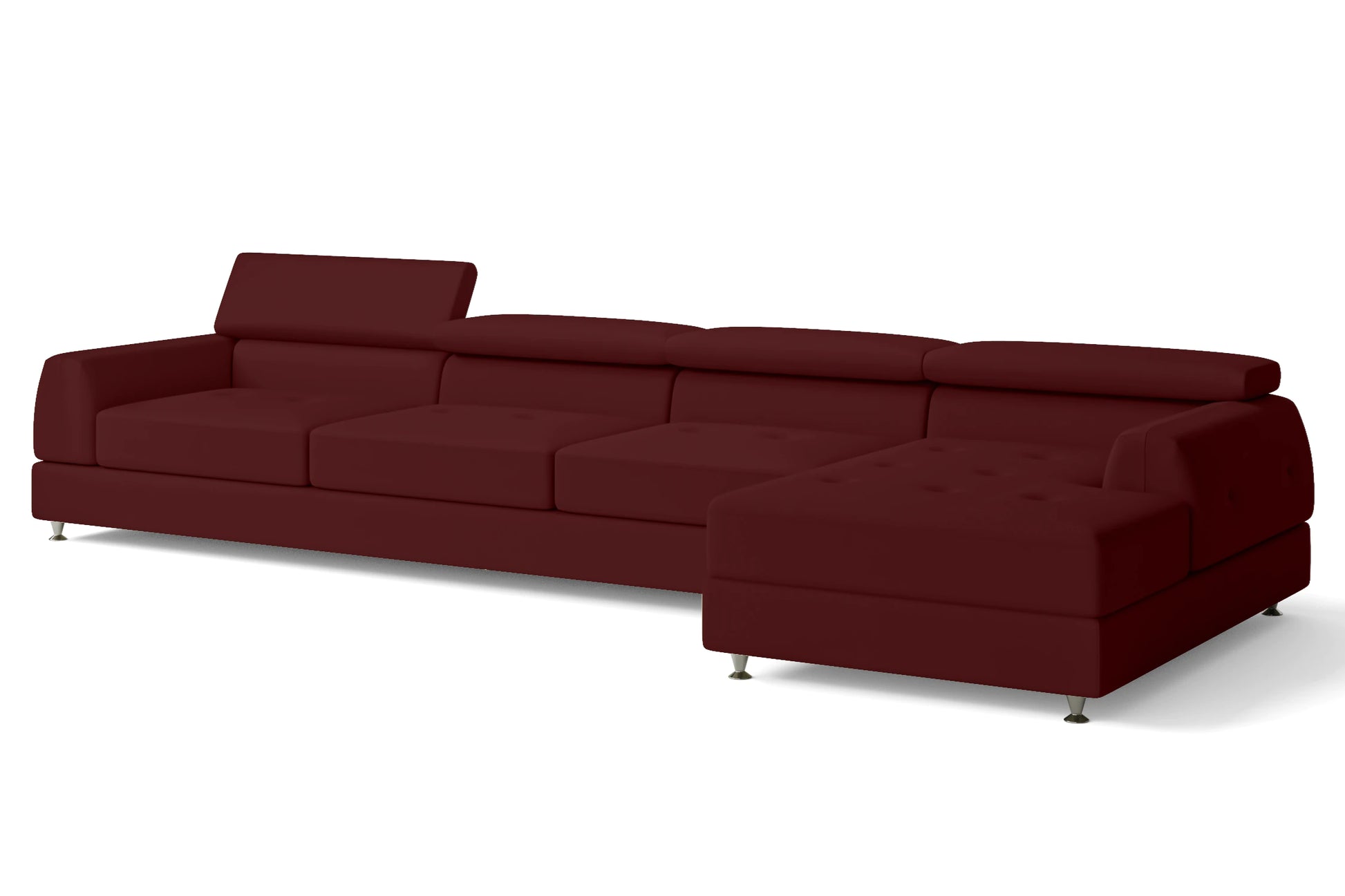 Vicenza 4 Seater Right Hand Facing Chaise Lounge Corner Sofa Red Leather