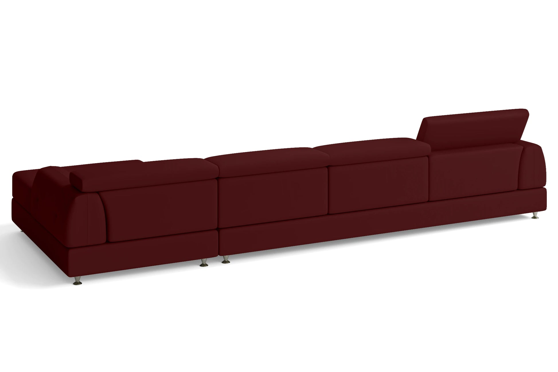 Vicenza 4 Seater Right Hand Facing Chaise Lounge Corner Sofa Red Leather