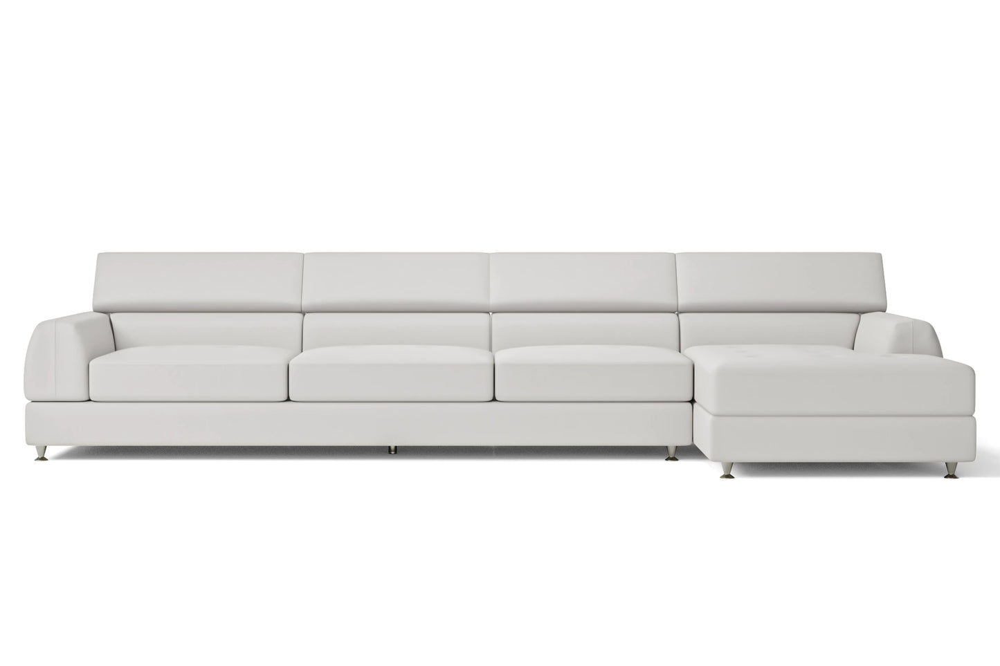 Vicenza 4 Seater Right Hand Facing Chaise Lounge Corner Sofa White Leather