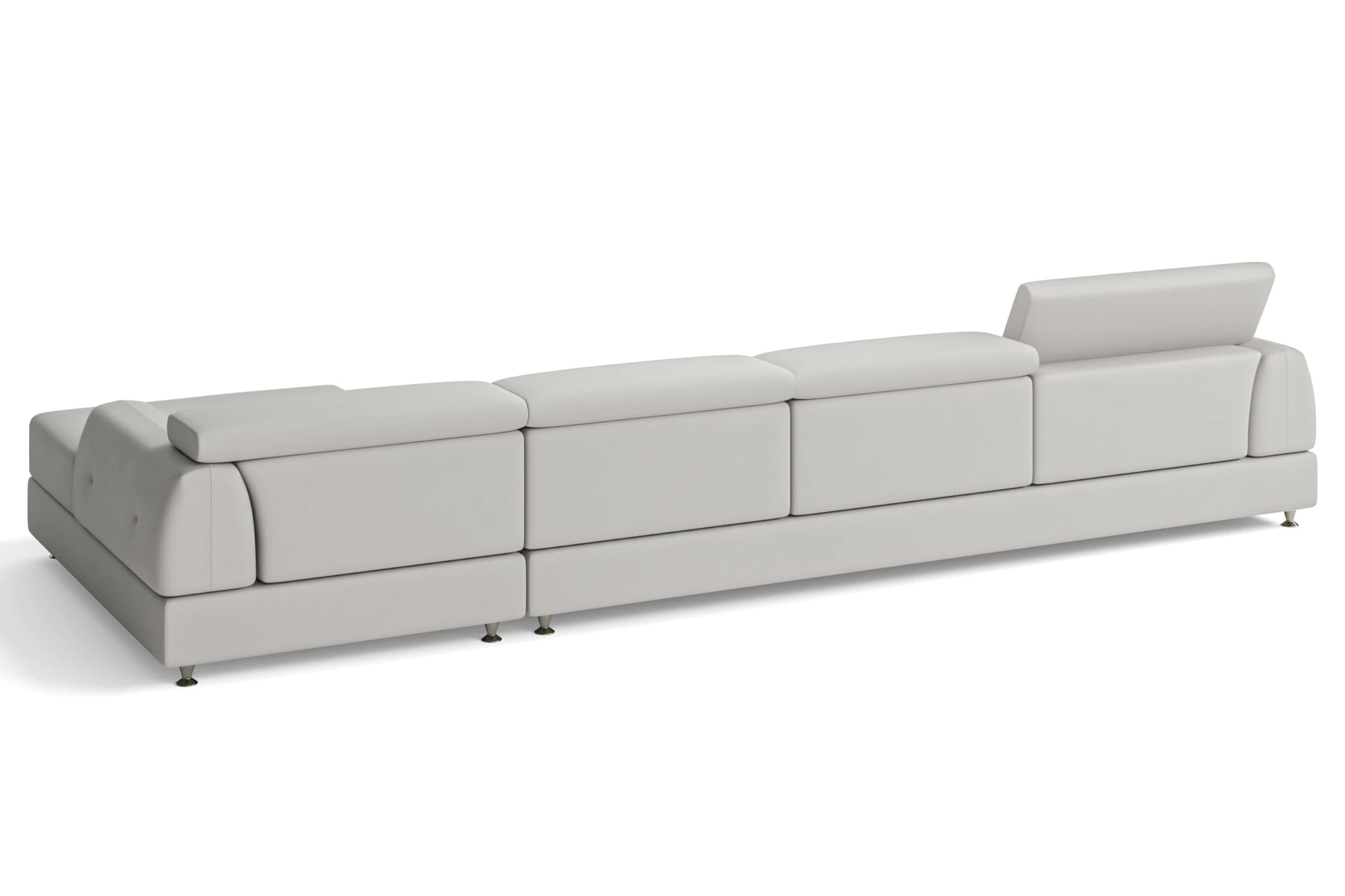 Vicenza 4 Seater Right Hand Facing Chaise Lounge Corner Sofa White Leather