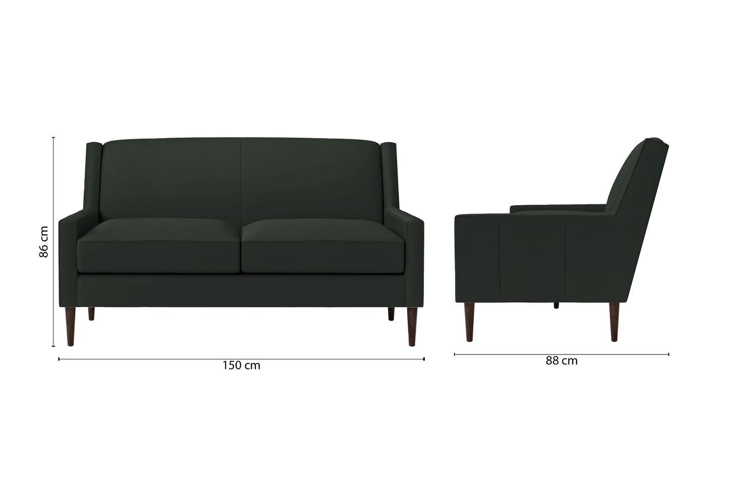 Vigevano 2 Seater Sofa Green Leather