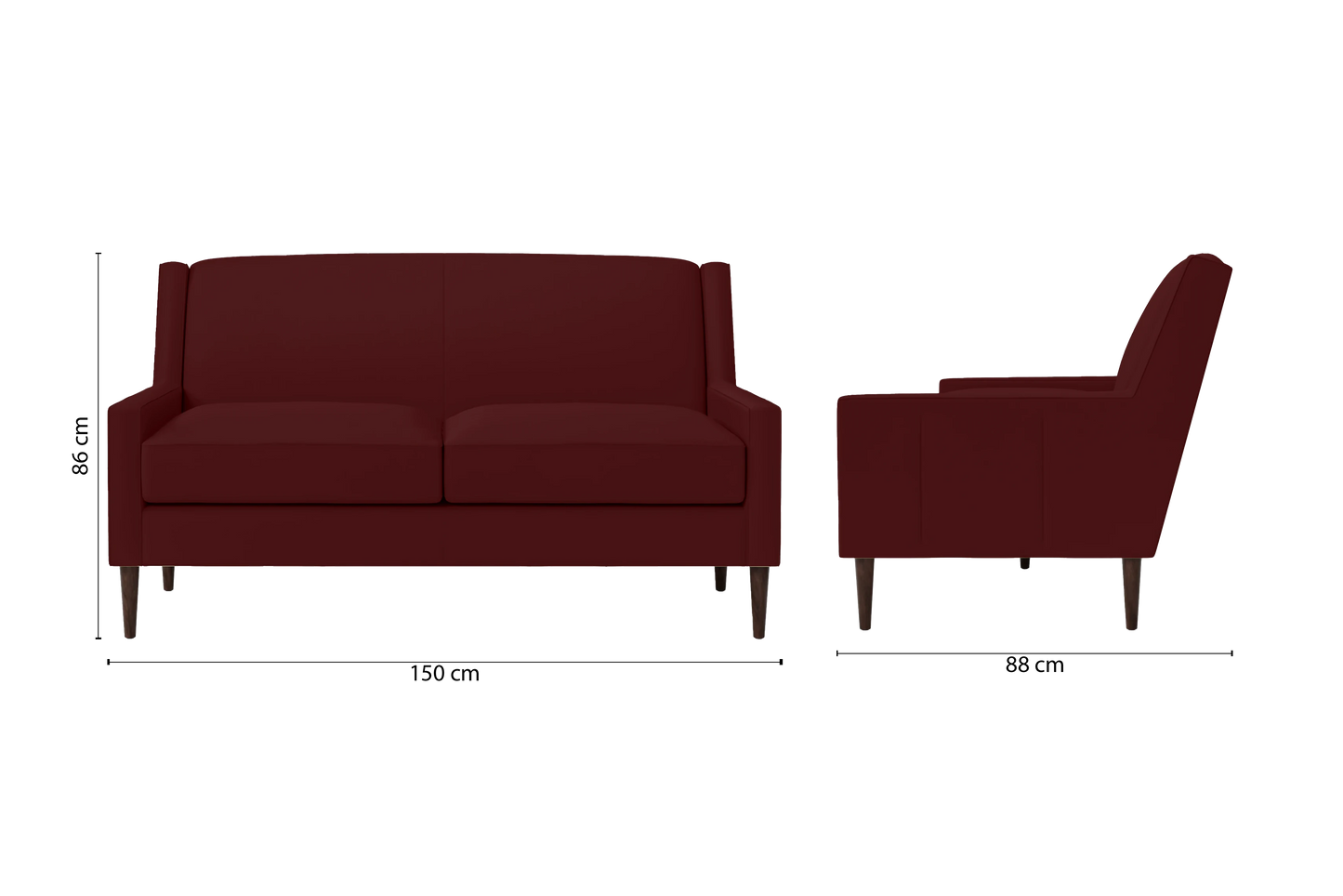 Vigevano 2 Seater Sofa Red Leather