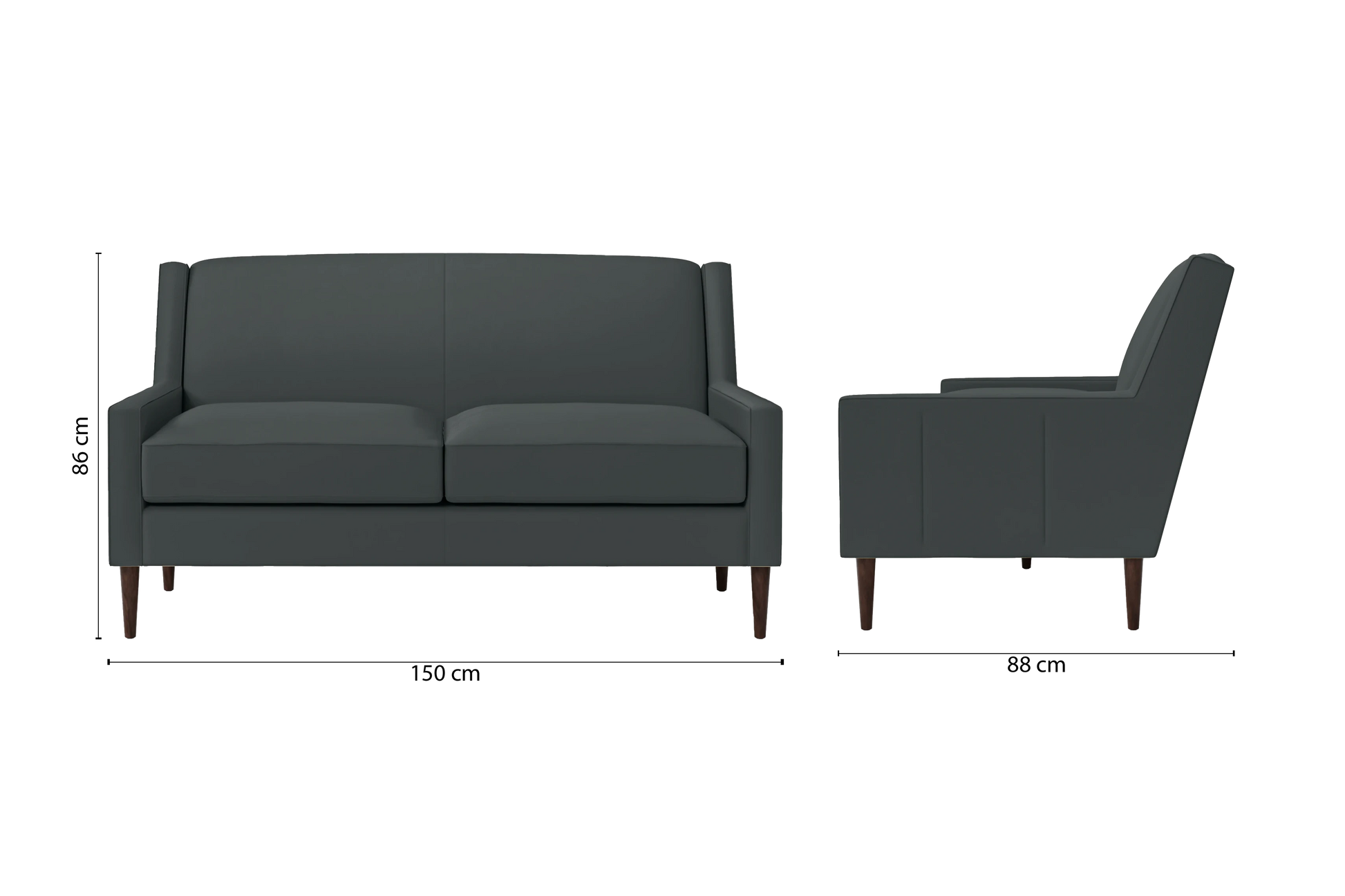 Vigevano 2 Seater Sofa Slate Leather