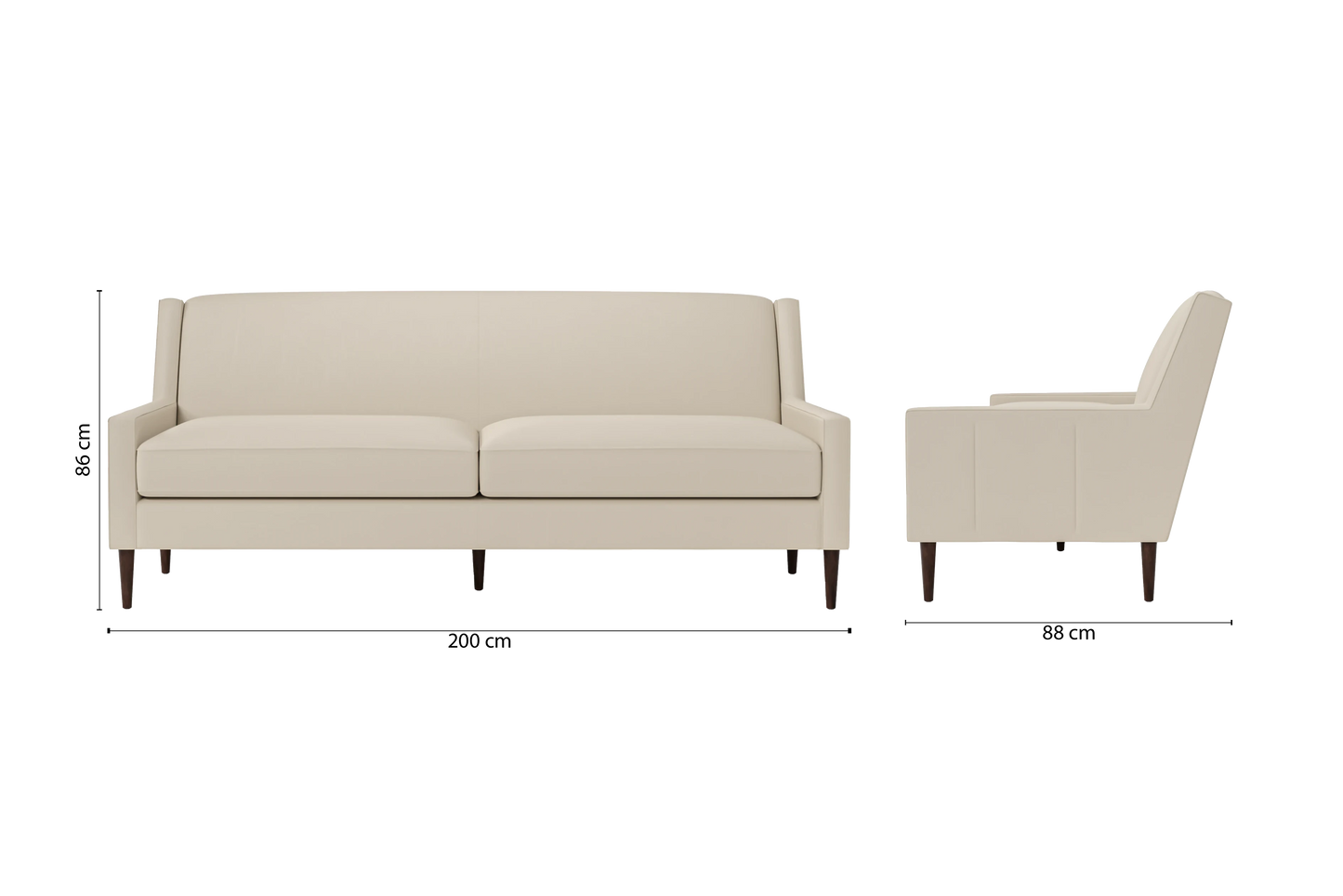 Vigevano 3 Seater Sofa Cream Leather