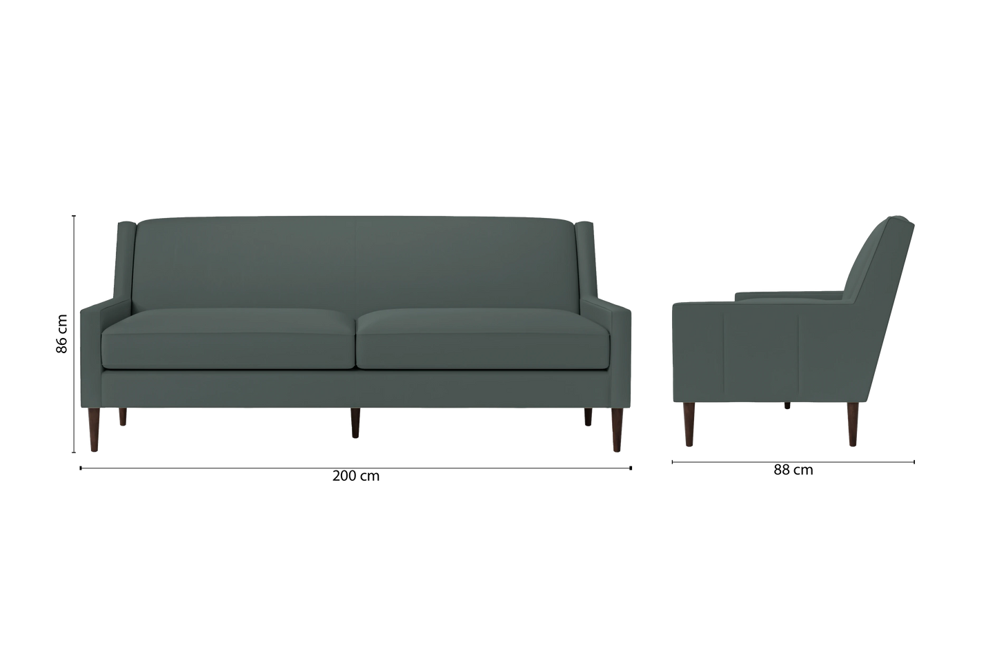 Vigevano 3 Seater Sofa Dusky Turquoise Leather