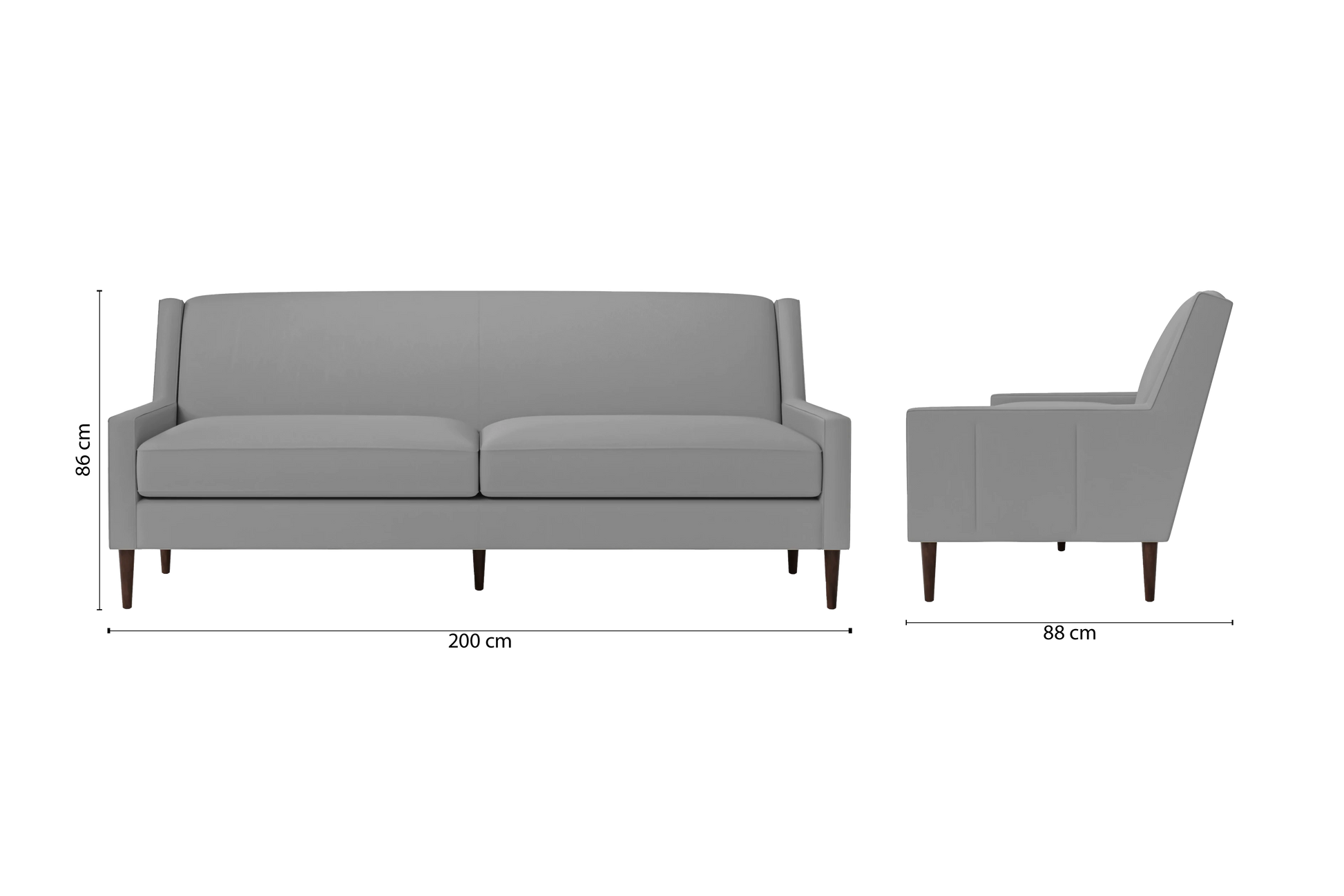 Vigevano 3 Seater Sofa Grey Leather