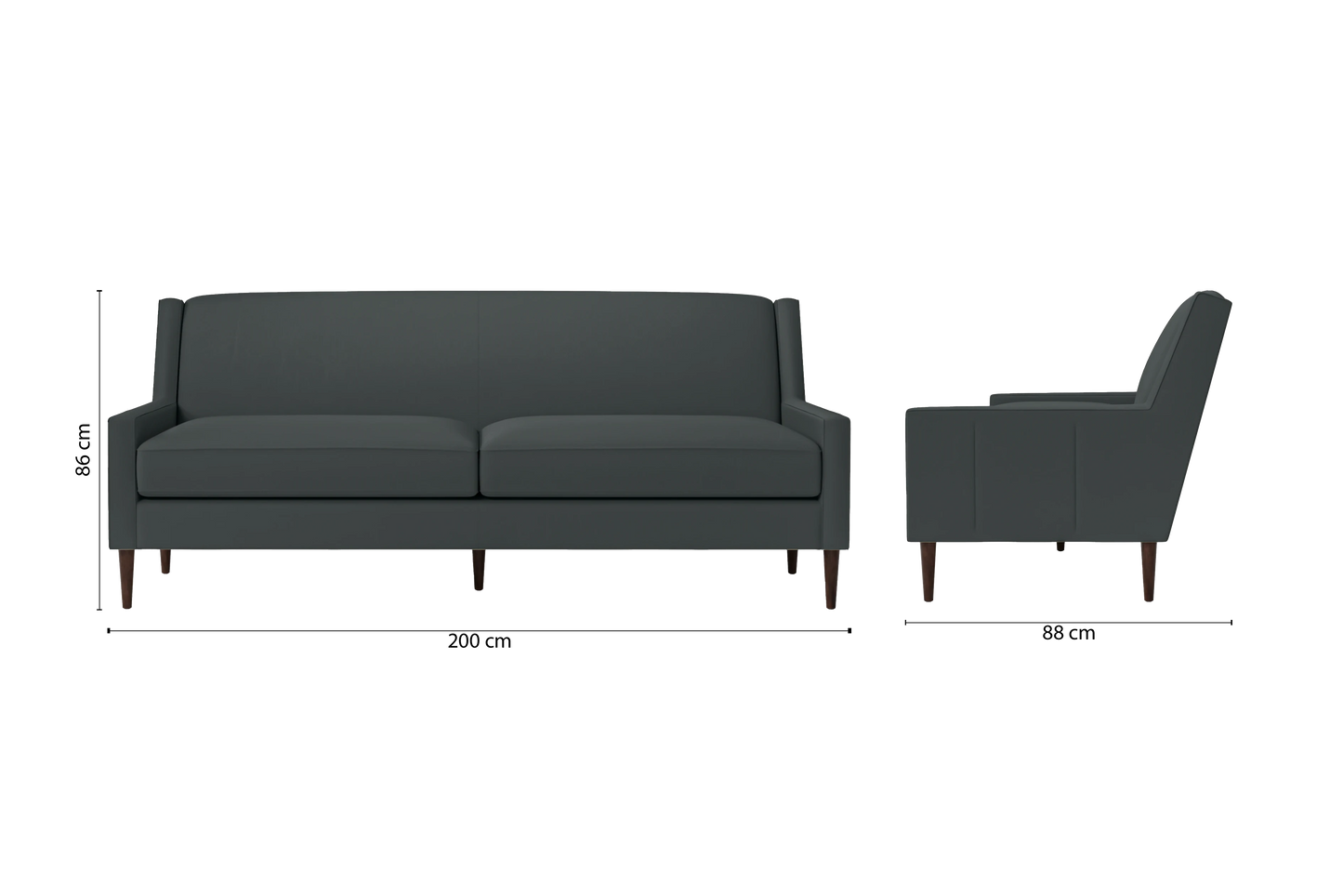 Vigevano 3 Seater Sofa Slate Leather