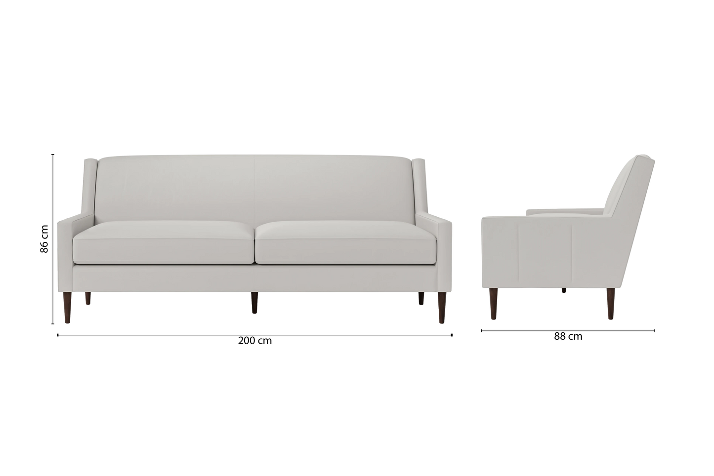 Vigevano 3 Seater Sofa White Leather