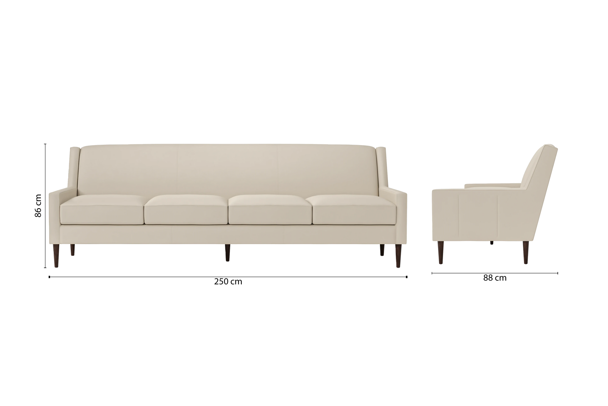 Vigevano 4 Seater Sofa Cream Leather