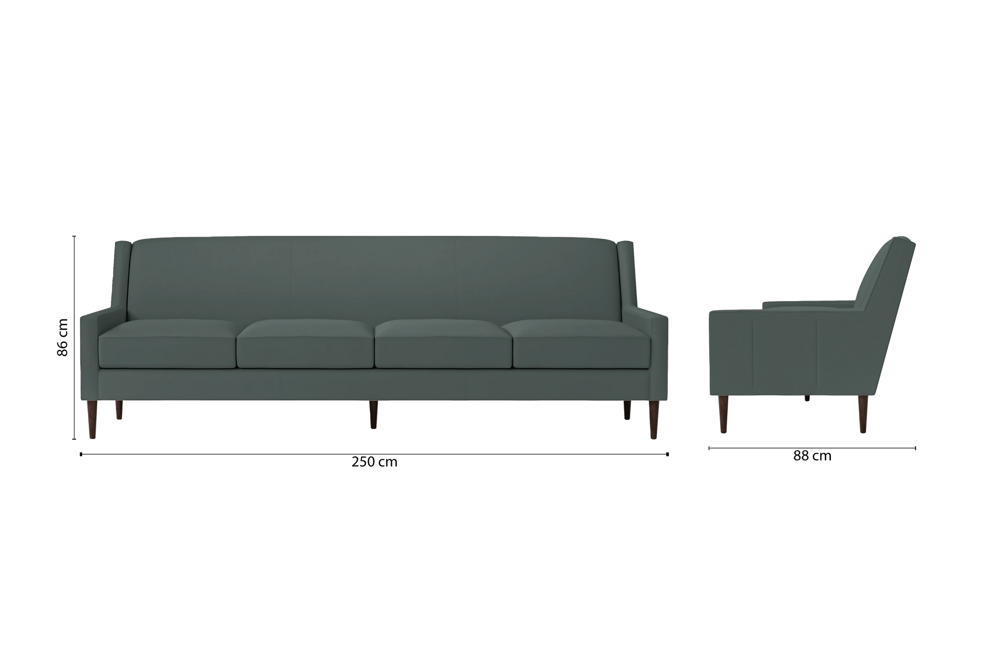 Vigevano 4 Seater Sofa Dusky Turquoise Leather