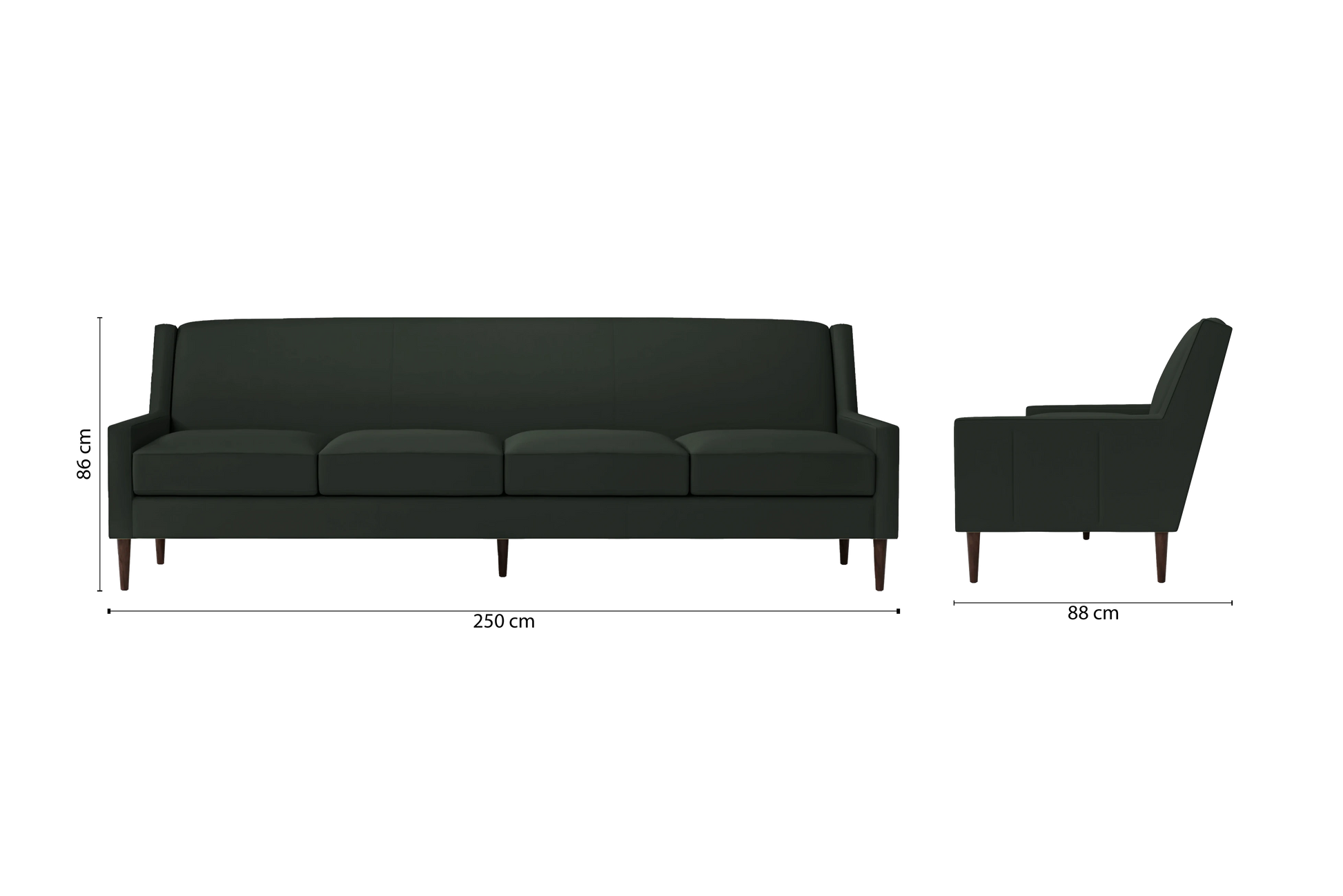 Vigevano 4 Seater Sofa Green Leather