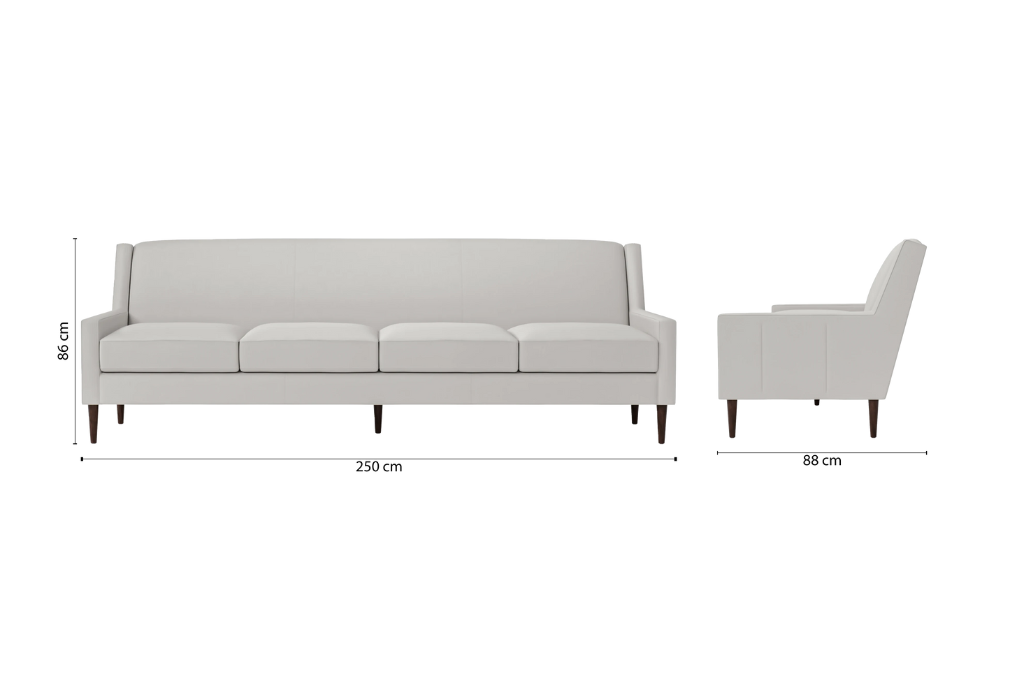 Vigevano 4 Seater Sofa White Leather