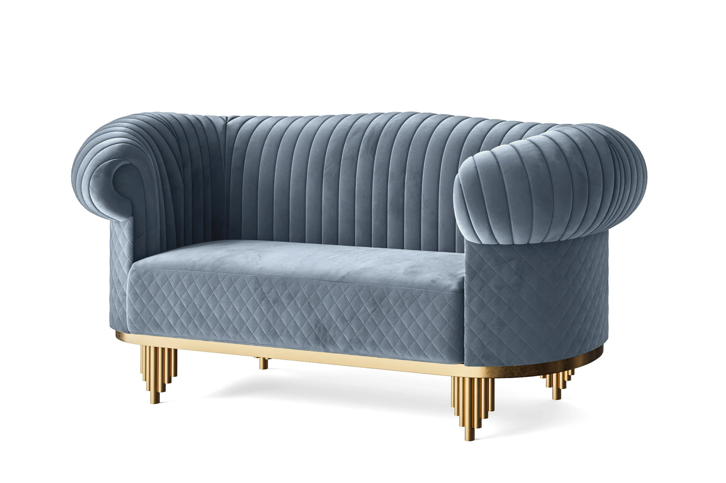 Viterbo 2 Seater Sofa Baby Blue Velvet