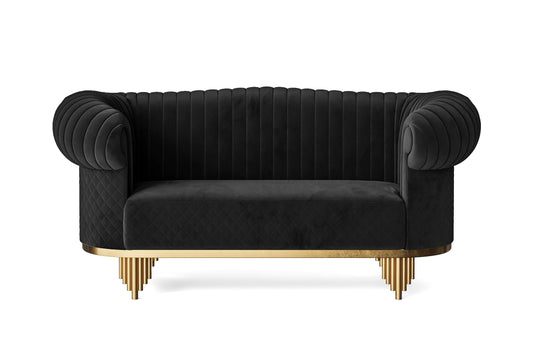 Viterbo 2 Seater Sofa Black Velvet