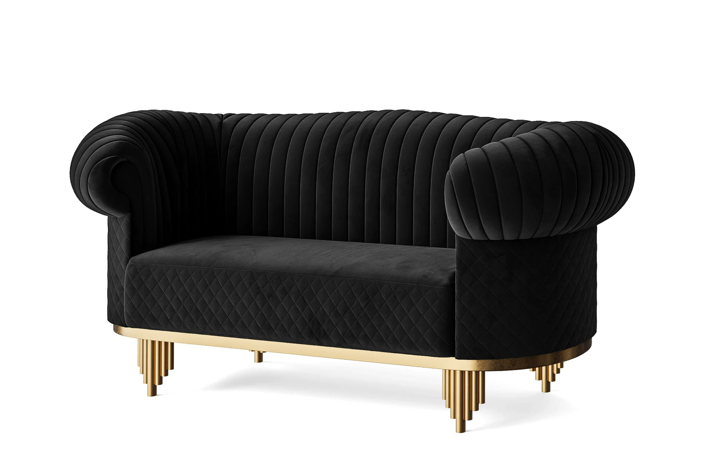 Viterbo 2 Seater Sofa Black Velvet