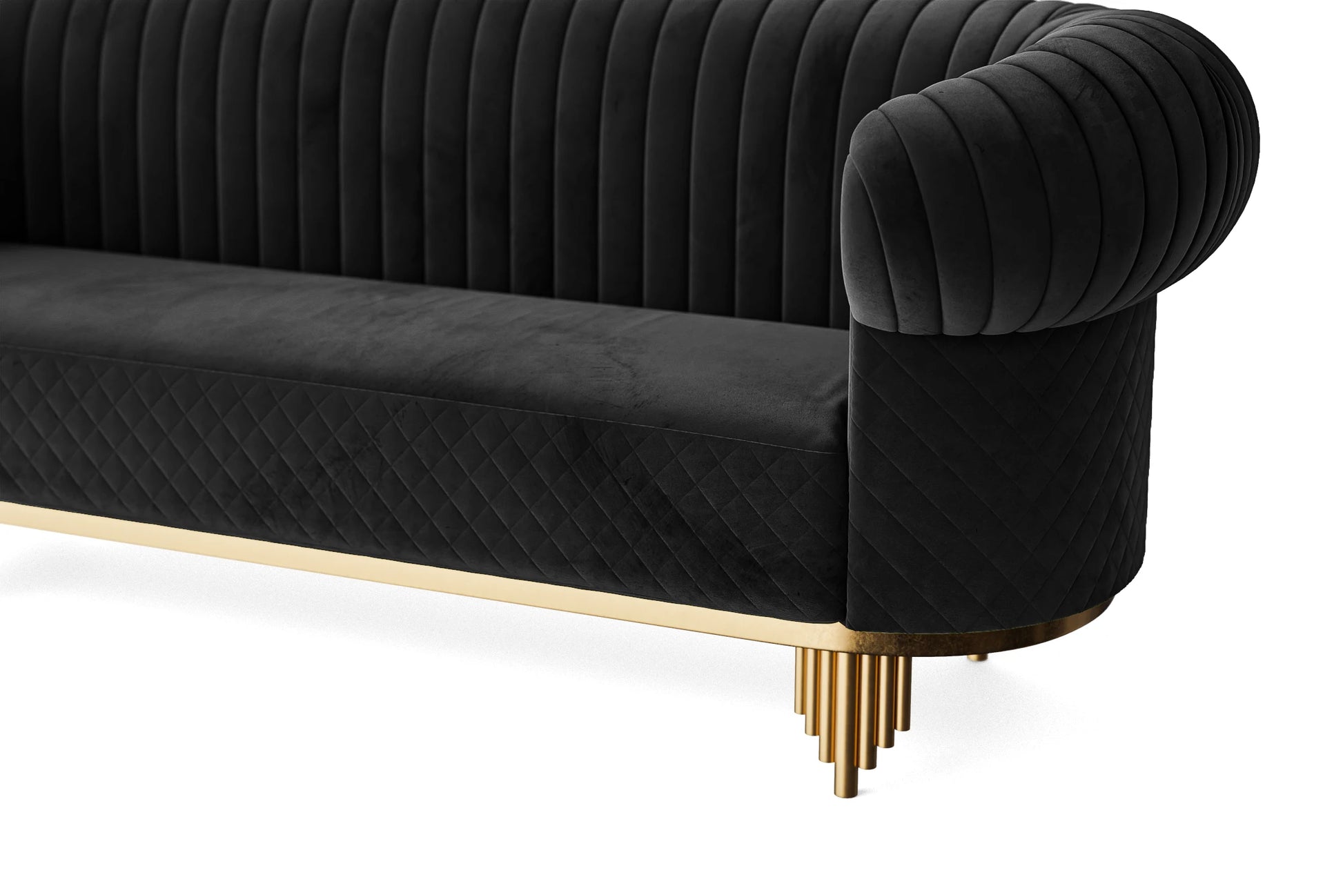 Viterbo 2 Seater Sofa Black Velvet