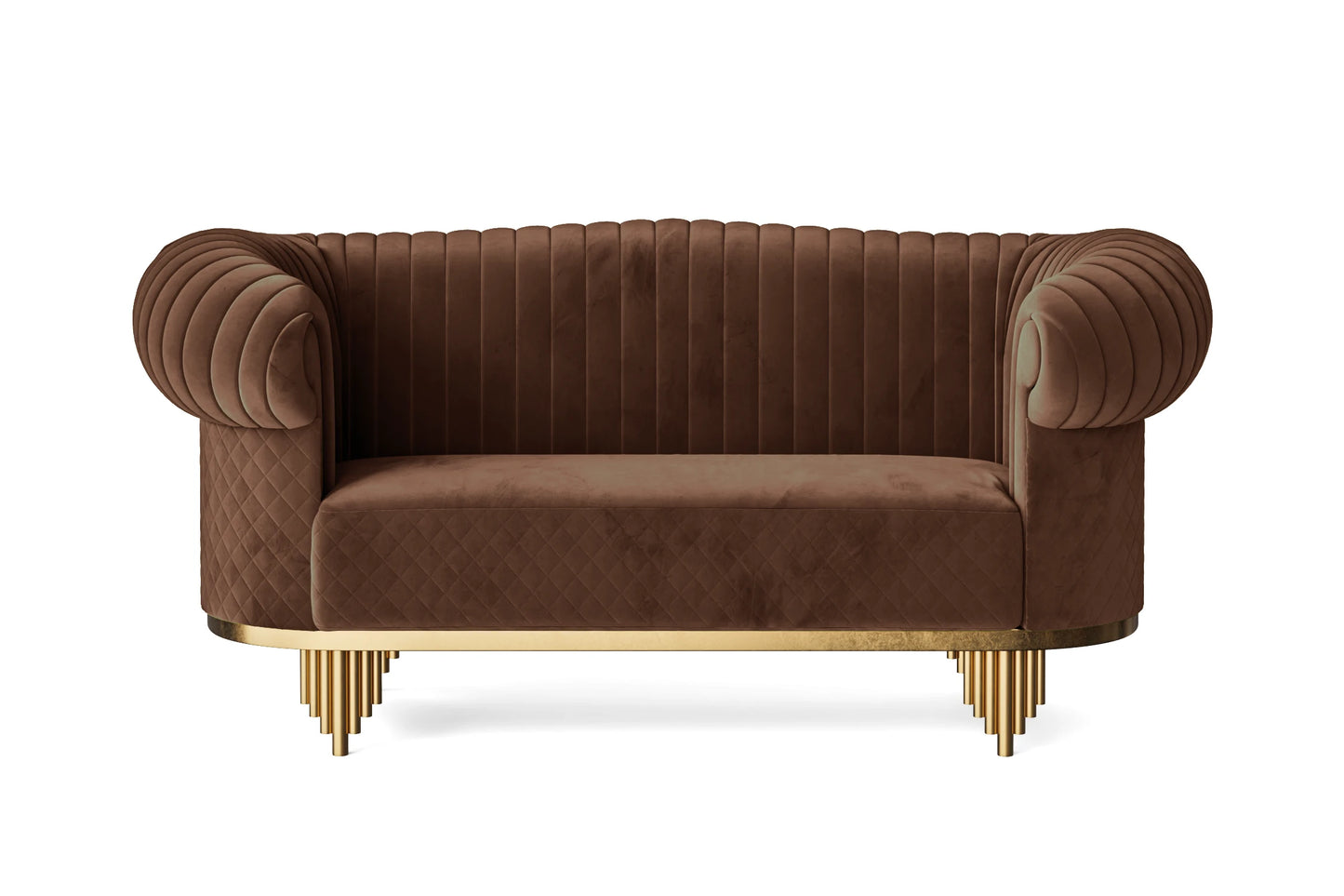 Viterbo 2 Seater Sofa Coffee Brown Velvet