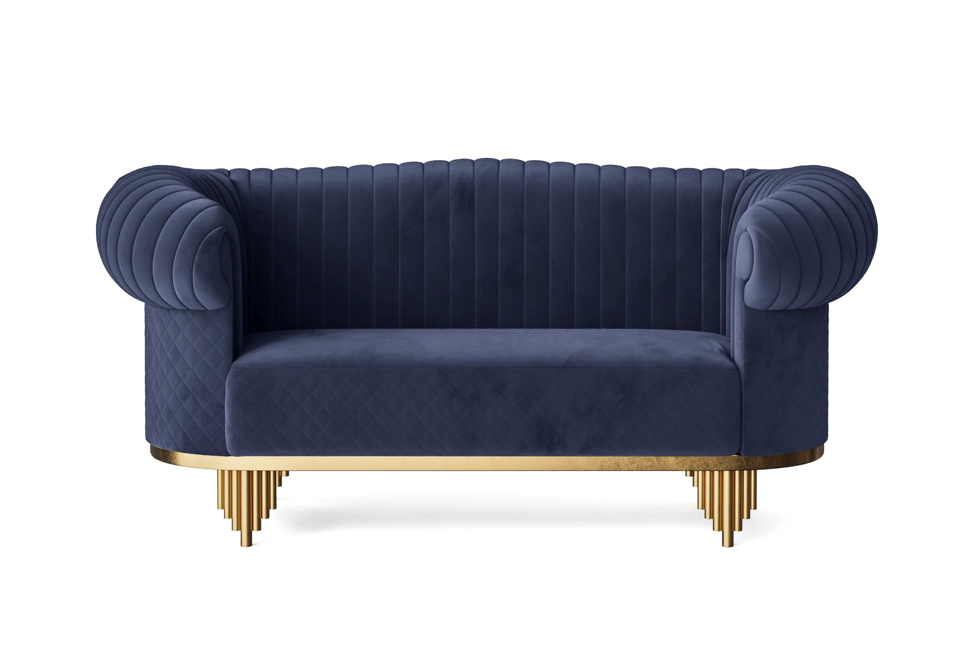 Viterbo 2 Seater Sofa Dark Blue Velvet